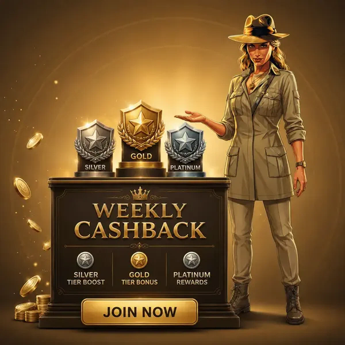 The Archivist presents Weekly Cashback and Rakeback Claims loyalty tiers with login rewards